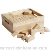 ECR4Kids Hardwood School Classroom Building Shape Blocks for Kids 64-Piece Set